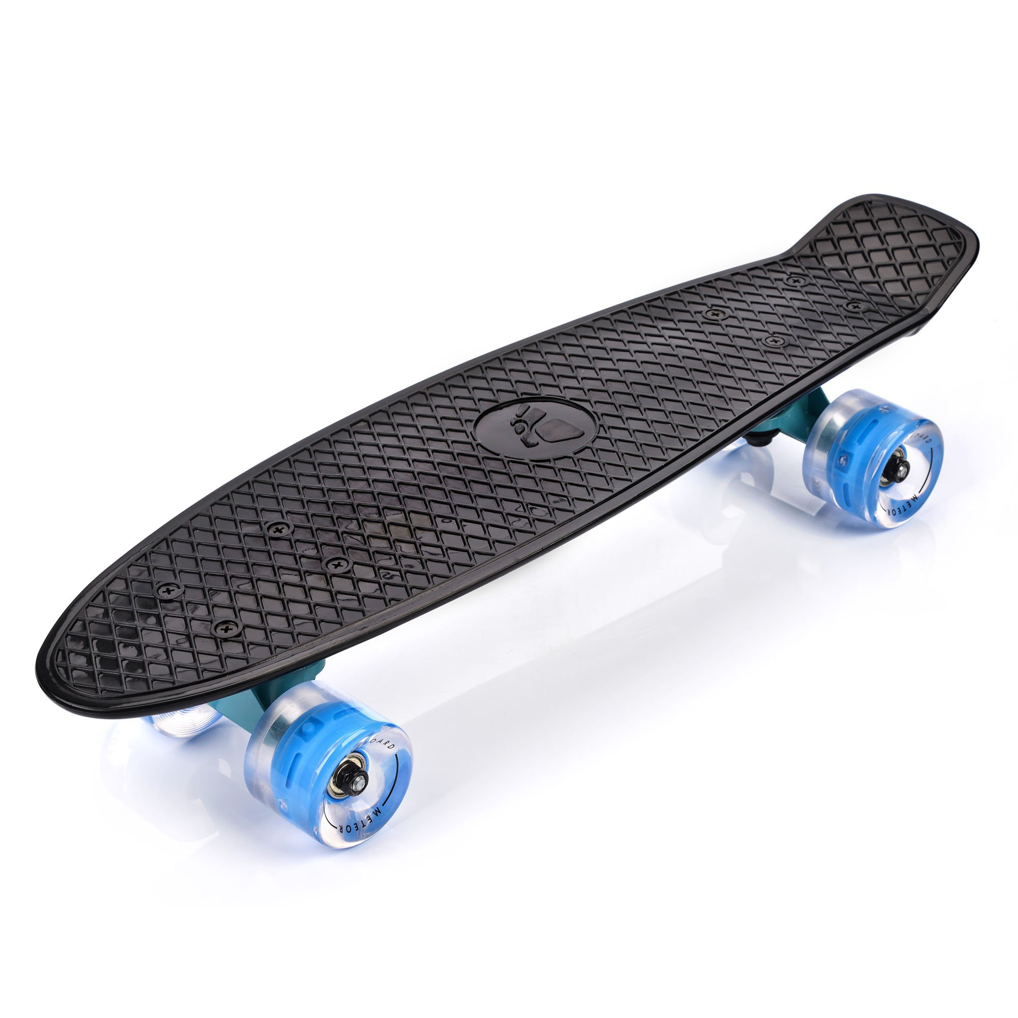 PLASTIC SKATEBOARD METEOR WITH LED WHEELS black SPORT \ SKATE