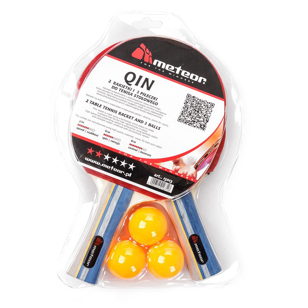 SET OF 2 TABLE TENNIS RACKETS METEOR QIN AND 3 BALLS SPORT \ TABLE