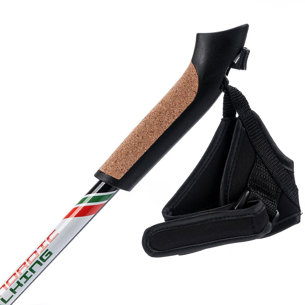 METEOR 3SECTION NORDIC WALKING POLES WITH UNPINNED GLOVES whitegreen